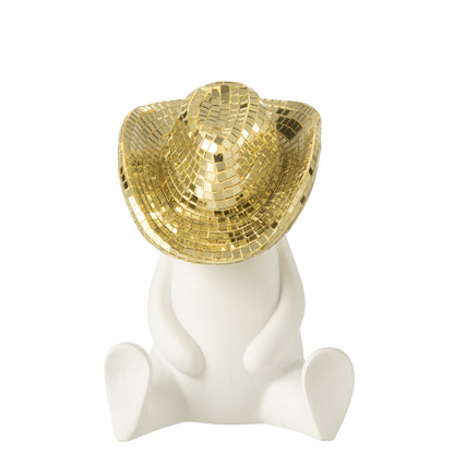 Cowboy Mozaïek Polyresin Wit/Goudkleurig - Beeld - J-Line - livinglovely.nl