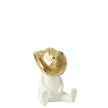Cowboy Mozaïek Polyresin Wit/Goudkleurig