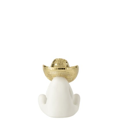 Cowboy Mozaïek Polyresin Wit/Goudkleurig