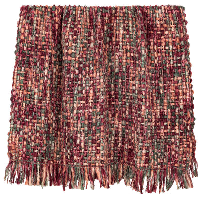 Dacy Plaid Gerecycled Polyester Framboos van PTMD, ander aanzicht, frambozenrode plaid van gerecycled polyester