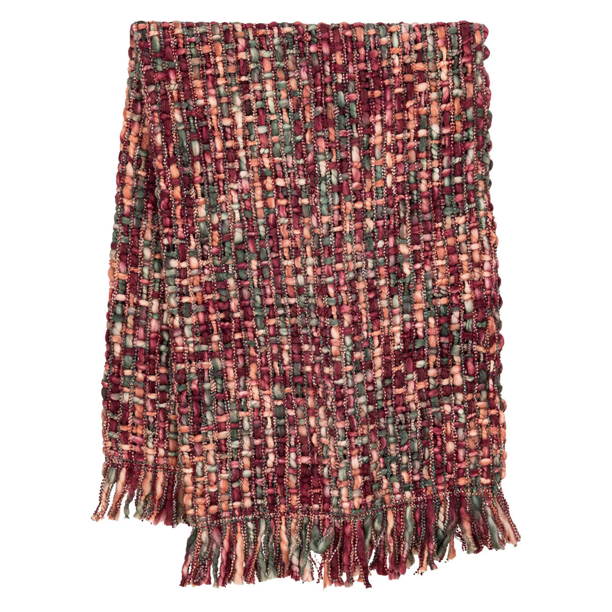 Dacy Plaid Gerecycled Polyester Framboos van PTMD, productfoto vanuit een andere hoek
