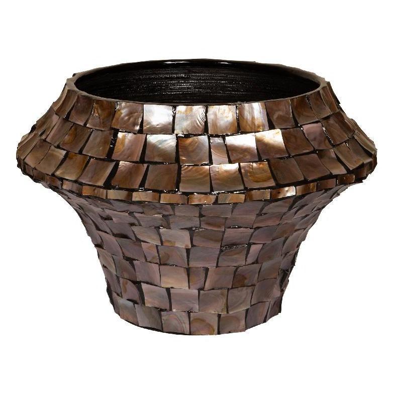 Daven Bronze Poly Shell Bamboo Pot Rond PTMD , Vaas/pot/kruik , PTMD , livinglovely.nl