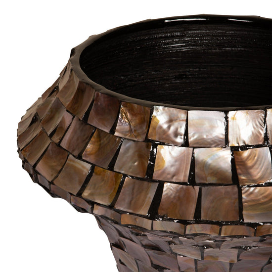 Daven Bronze Poly Shell Bamboo Pot Rond PTMD , Vaas/pot/kruik , PTMD , livinglovely.nl