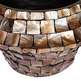 Daven Bronze Poly Shell Bamboo Pot Rond PTMD , Vaas/pot/kruik , PTMD , livinglovely.nl