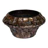 Daven Bronze Poly Shell Bamboo Pot Round Low S 41x41x20cm PTMD - Pot - PTMD - livinglovely.nl