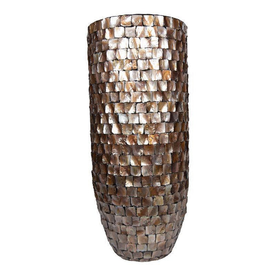 Daven Bronze Polyester Schelpen Pot Rond Hoog XL PTMD , Vaas/pot/kruik , PTMD , livinglovely.nl