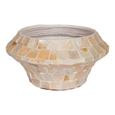 Daven Cream Poly Shell Bamboo Pot Round Low S PTMD - Pot - PTMD - livinglovely.nl