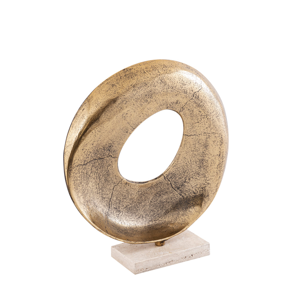 Daweson Brass casted alu statue open round PTMD - Ornament - PTMD - livinglovely.nl