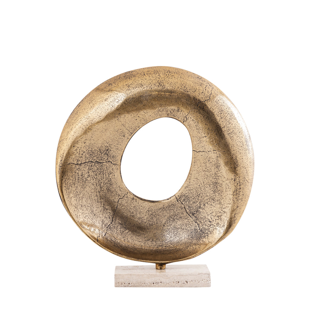 Daweson Brass casted alu statue open round PTMD - Ornament - PTMD - livinglovely.nl