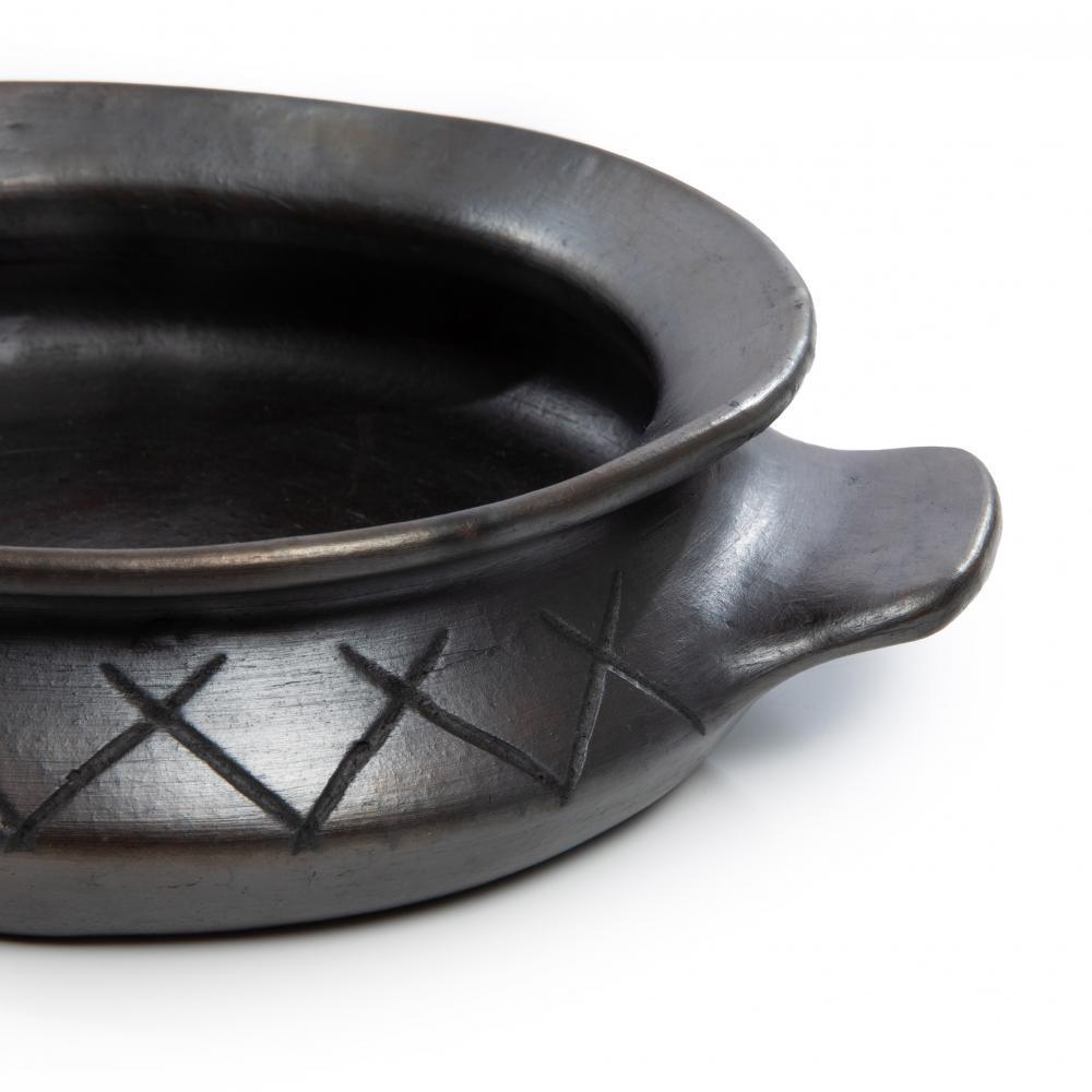 De Burned Ovale Pot Met Patroon en Handvaten - Zwart , Schaal , Bazar Bizar , livinglovely.nl