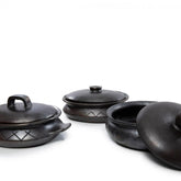 De Burned Ovale Pot Met Patroon en Handvaten - Zwart , Schaal , Bazar Bizar , livinglovely.nl