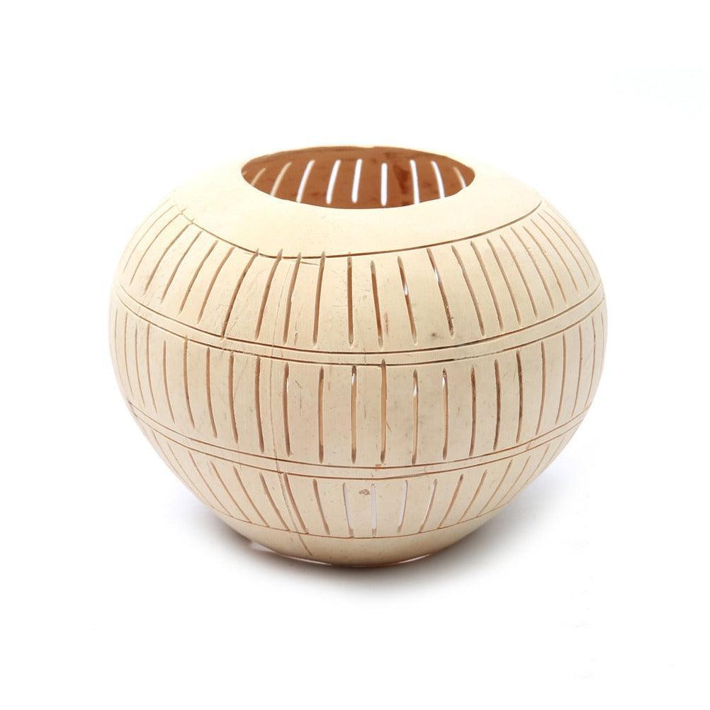 De Coconut Stripe Kaarshouder - Naturel , kaarshouder , Bazar Bizar , livinglovely.nl