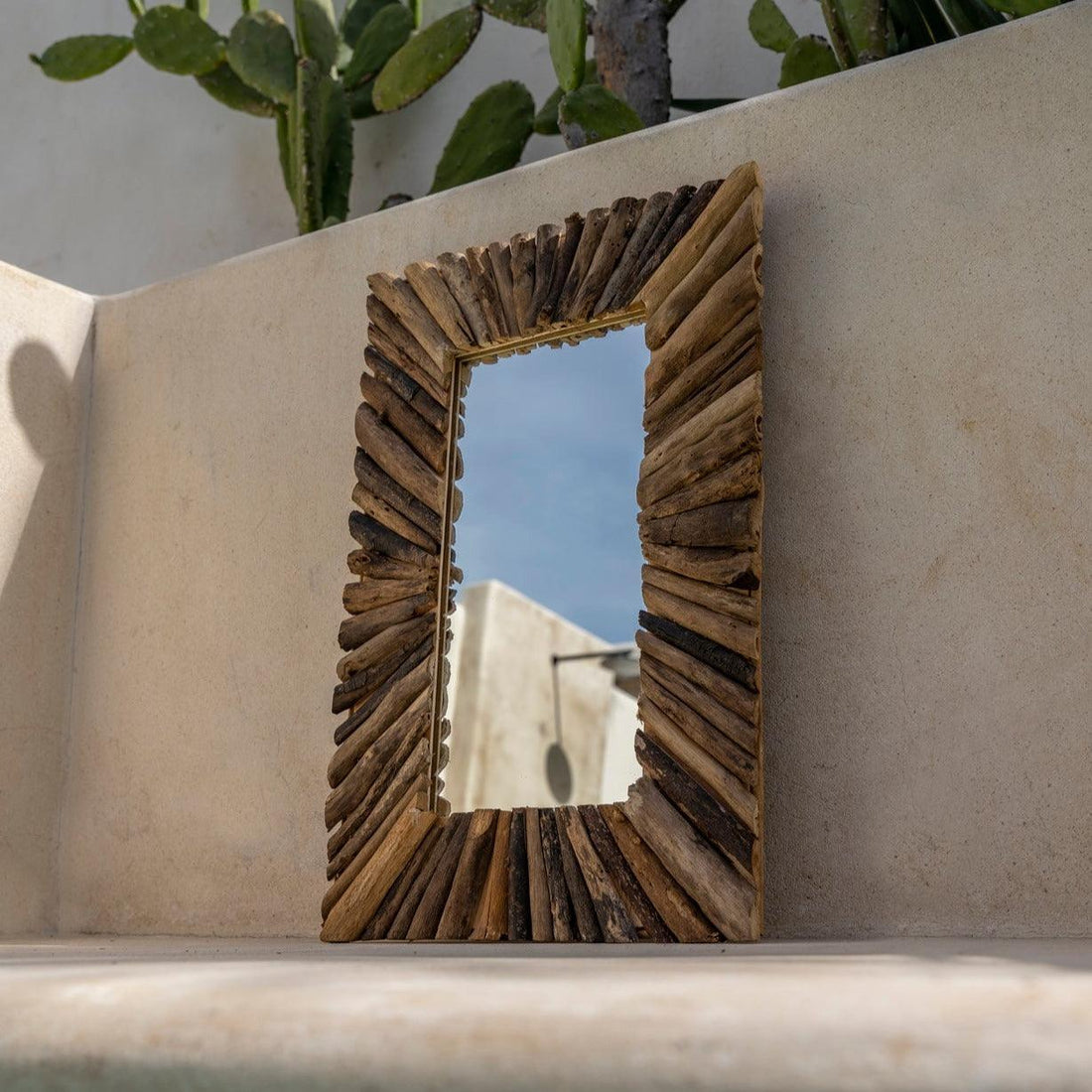 De Driftwood Framed Spiegel - Naturel - M , Spiegel , Bazar Bizar , livinglovely.nl