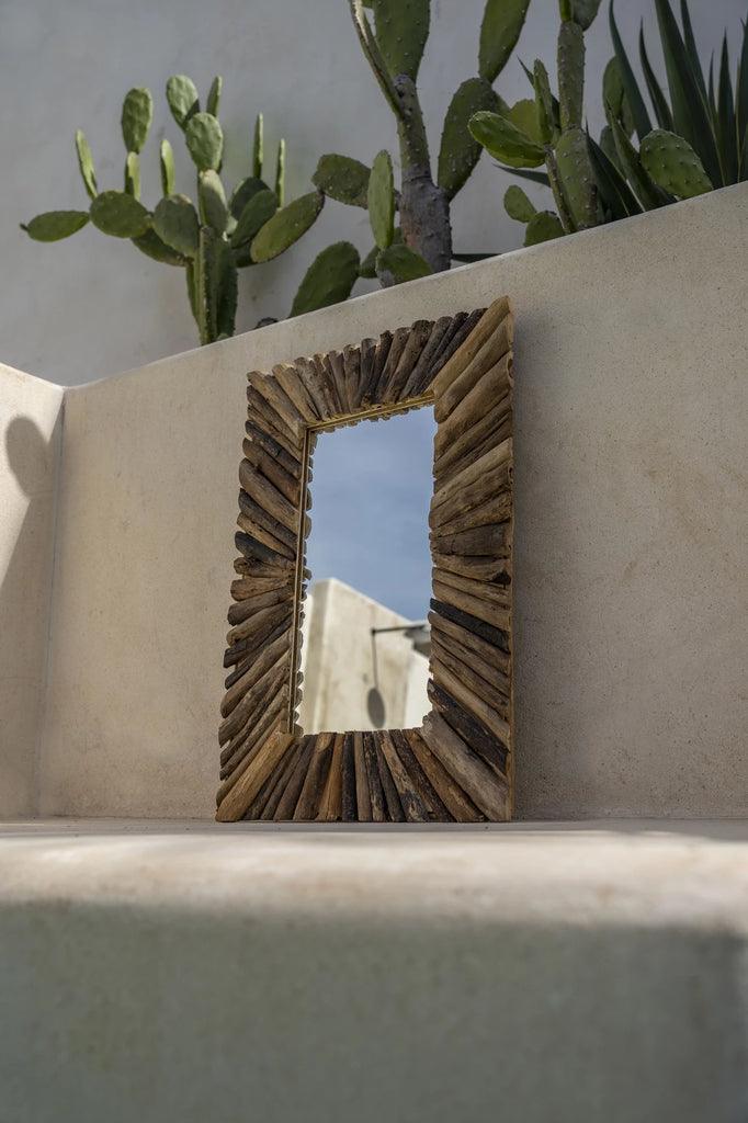 De Driftwood Framed Spiegel - Naturel - M , Spiegel , Bazar Bizar , livinglovely.nl