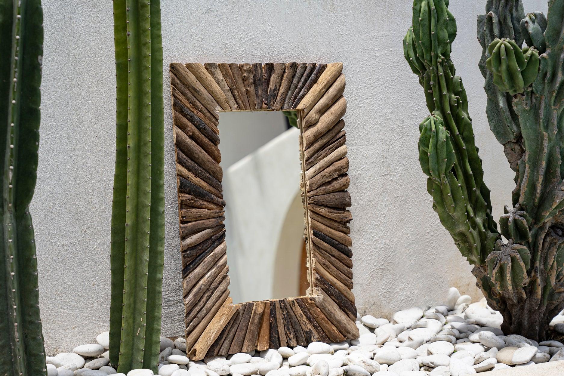 De Driftwood Framed Spiegel - Naturel - M , Spiegel , Bazar Bizar , livinglovely.nl