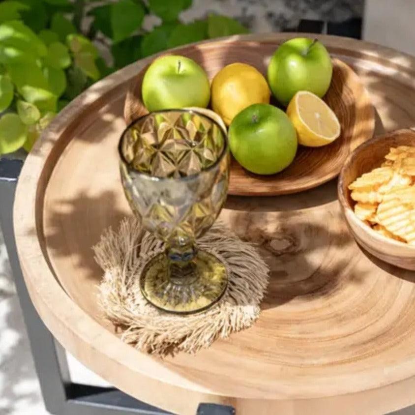 De Fringe Raffia Onderzetter - Naturel - Onderzetter - Bazar Bizar - livinglovely.nl