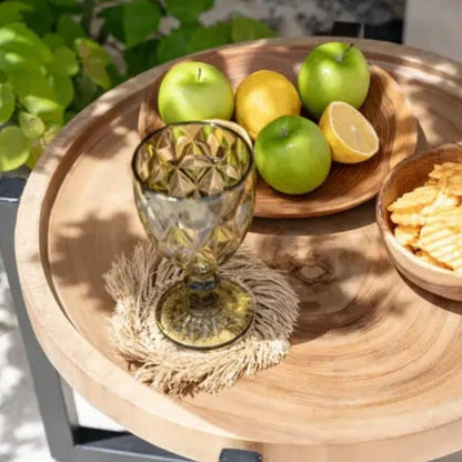 De Fringe Raffia Onderzetter - Naturel - Onderzetter - Bazar Bizar - livinglovely.nl