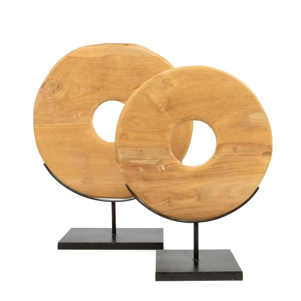 De Teak Disc op Stand - M , Ornament , Bazar Bizar , livinglovely.nl