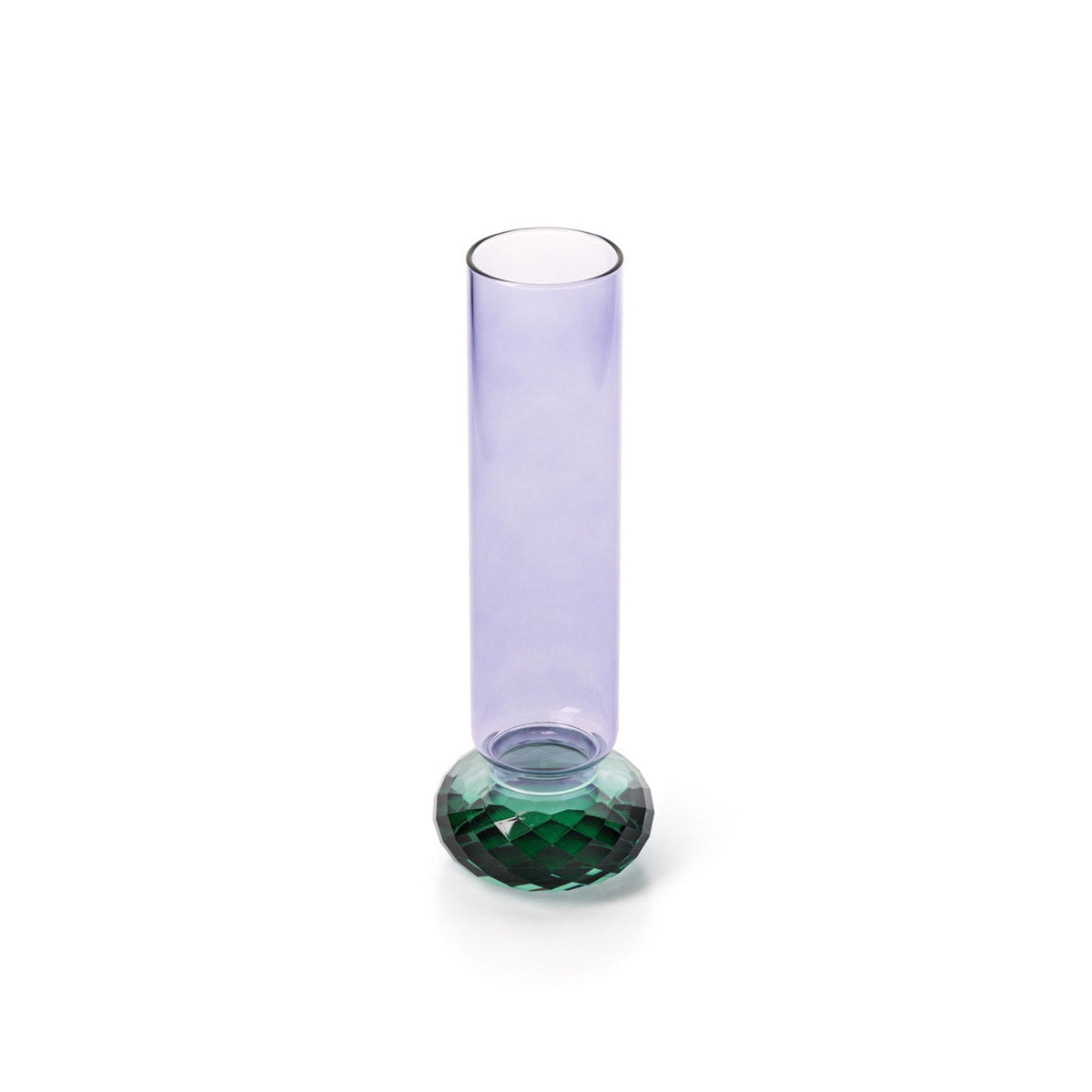 De Violet Quartz Vaas Paars Groen van Bazar Bizar, de vaas van paars en groen gerecycled glas van een andere kant bekeken