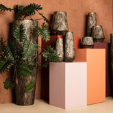 Deandra Silver Alu Sheet Pot Wavy Set van 3 PTMD - Pot - PTMD - livinglovely.nl