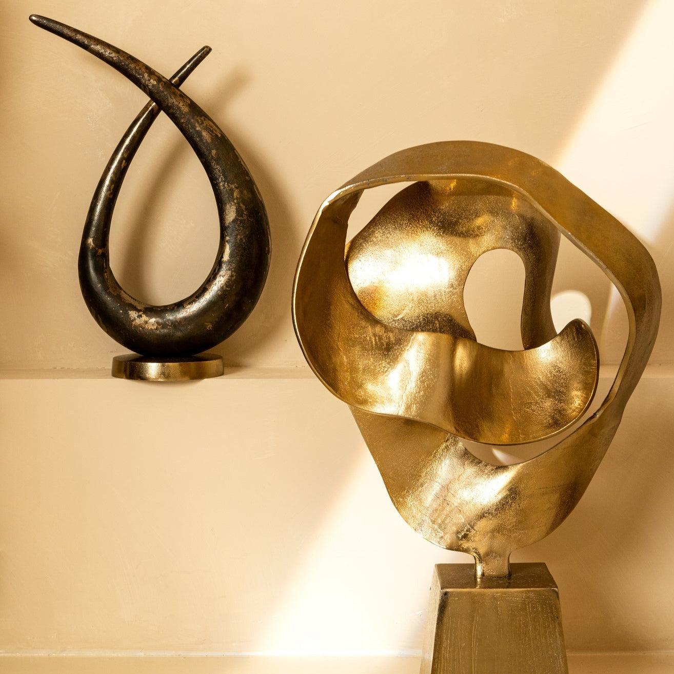 Deco object Ornament Kayen - 30x14x46 cm - Aluminium - Goud PTMD - Beeld - PTMD - livinglovely.nl