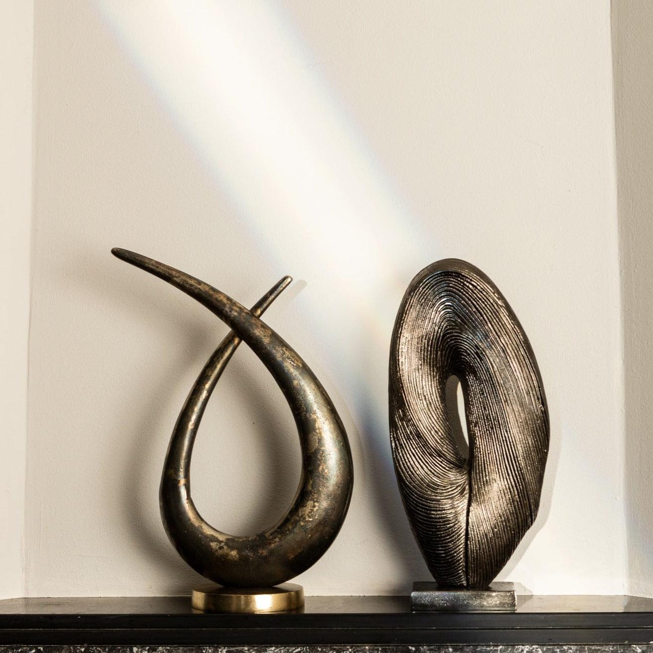 Deco object Ornament Kayen - 30x14x46 cm - Aluminium - Goud PTMD - Beeld - PTMD - livinglovely.nl