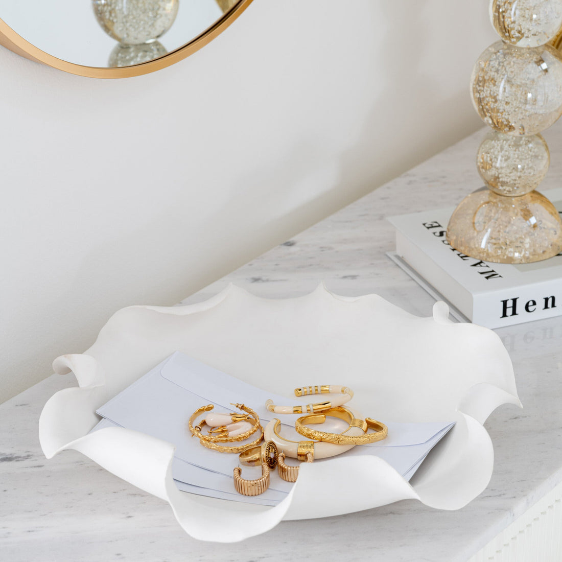 Decoratieve Schaal Helix Onregelmatig Keramiek Wit - Schaal - J-Line - livinglovely.nl