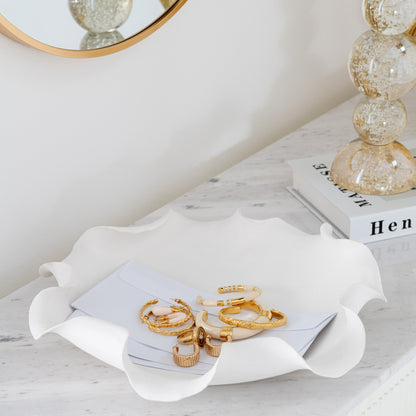 Decoratieve Schaal Helix Onregelmatig Keramiek Wit - Schaal - J-Line - livinglovely.nl