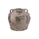 Deisy Beige Ceramic Jar With Handles Rough Coral L van PTMD, beige keramische pot met handvatten op witte achtergrond