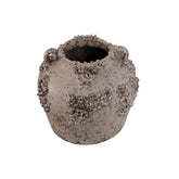 Deisy Beige Ceramic Jar With Handles Rough Coral S van PTMD, zijaanzicht van de pot op witte achtergrond