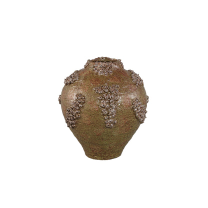 Deisy Green Ceramic Jar Shaped Vase Rough Coral M van PTMD, groene keramische vaas op witte achtergrond