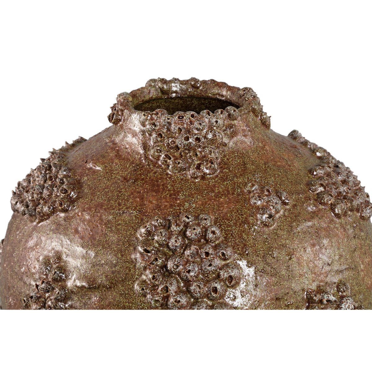 Deisy Green Ceramic Jar Shaped Vase Rough Coral S van PTMD, detail van de ruwe koraalstructuur