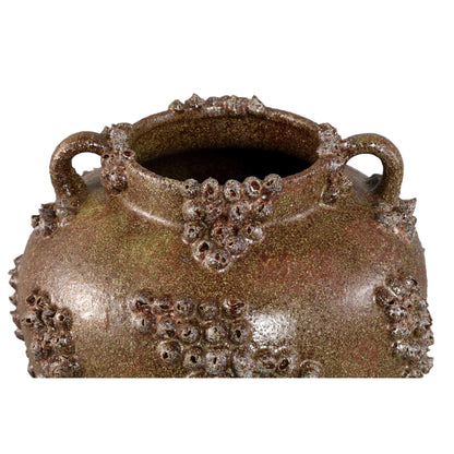 Deisy Green Ceramic Jar With Handles Rough Coral S van PTMD, detail van de ruwe koraalstructuur