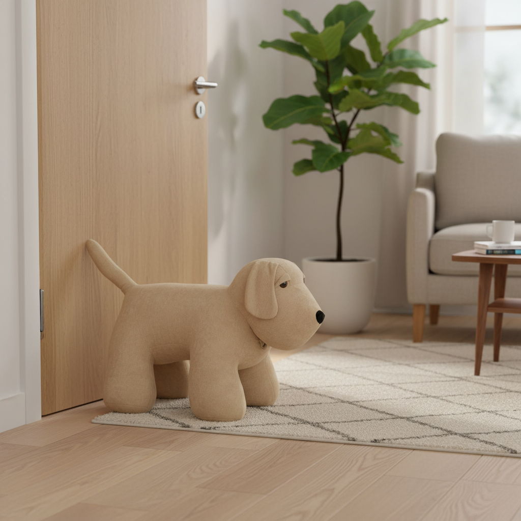 Deurstop Hond Bouclé Beige J-Line - Deurstopper - J-Line - livinglovely.nl