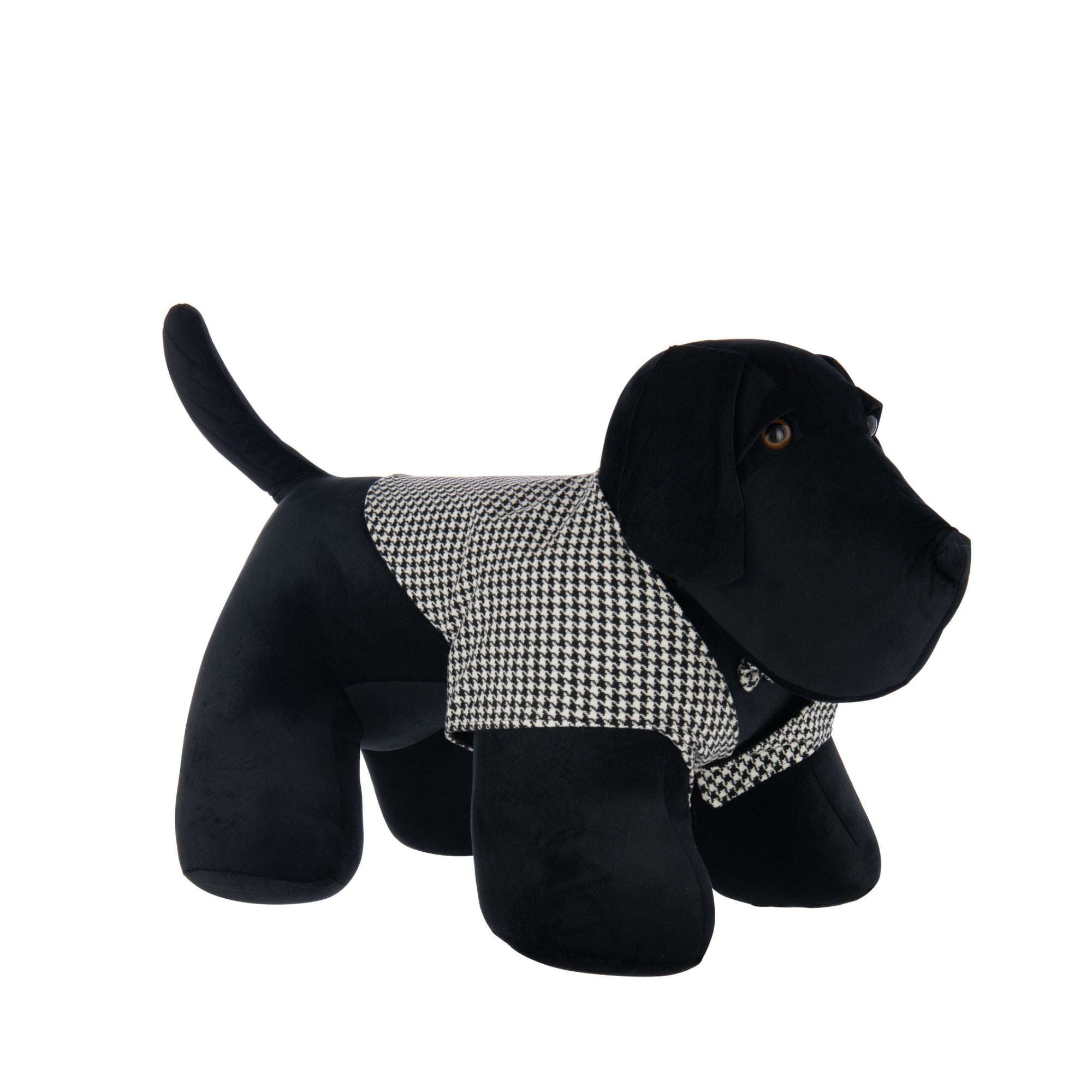 Deurstopper Hond Pied-De-Poule Polyester Zwart/Wit J-Line - Deurstopper - J-Line - livinglovely.nl
