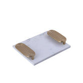 Dez White Marble Rectangle Tray Golden Handles S (set of 2) - - PTMD - livinglovely.nl