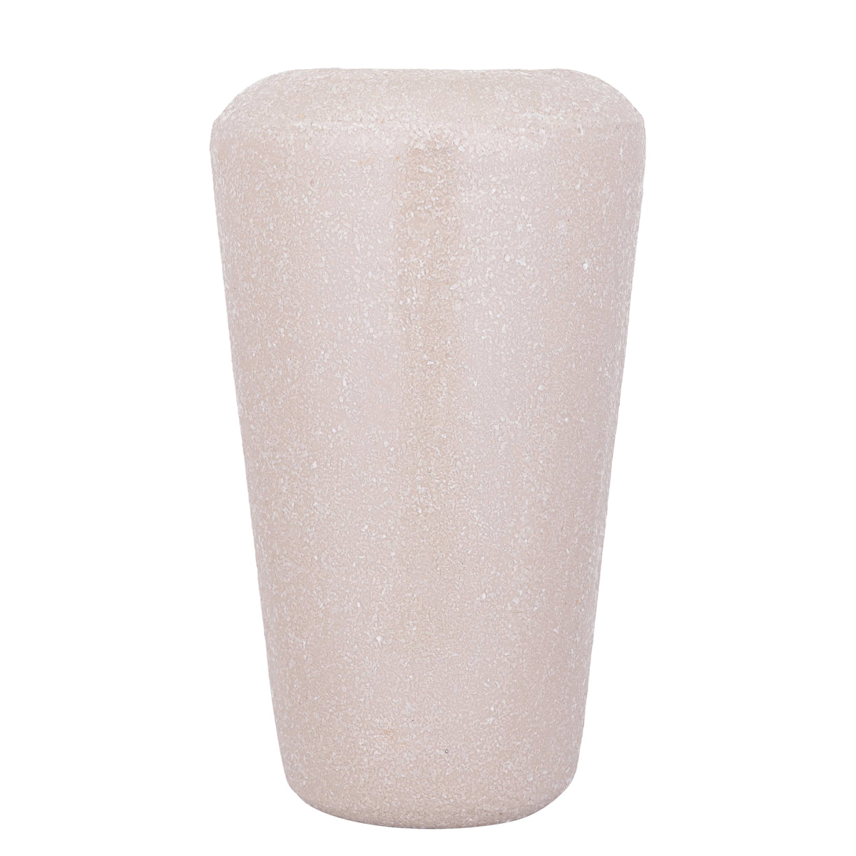 Dezia Pot Beige Mozaïek Hoog Large van PTMD, vooraanzicht van de hoge ijzeren pot met beige mozaïek op wit