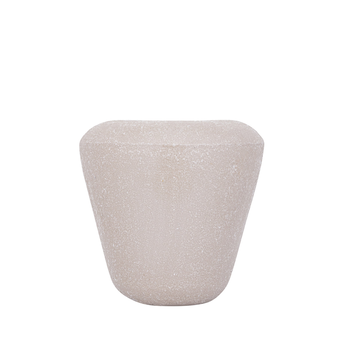Dezia Pot Beige Mozaïek Hoog Small van PTMD, vooraanzicht van de hoge ijzeren pot met beige mozaïek op wit