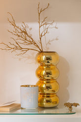 Dienblad Blad Glas/Ijzer Transparant/Goud - Dienblad - J-Line - livinglovely.nl