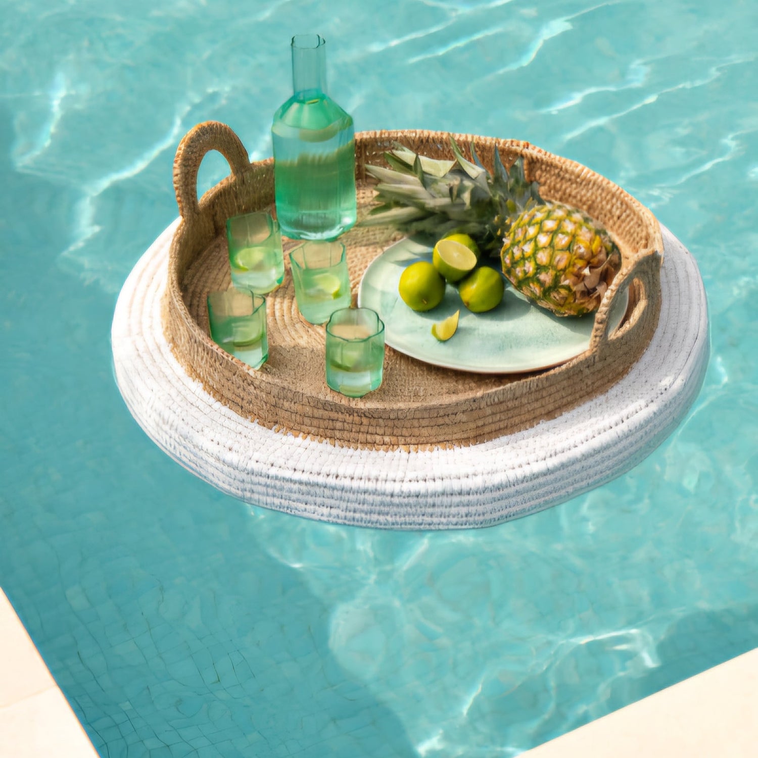 Dienblad Drijvend Polystyreen Wit/Naturel J-Line - Buiten-divers - J-Line - livinglovely.nl