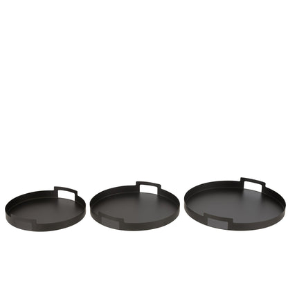 Dienblad Rond Metaal Zwart Set van 3 J-Line