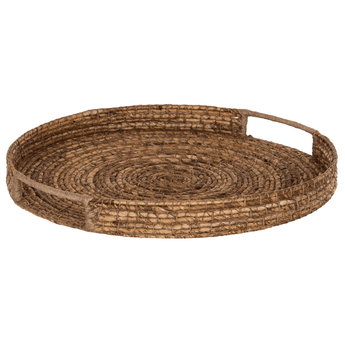 Dienblad Santa Gertrudis van MUST Living, rond gevlochten abaca blad in naturel met opstaande rand