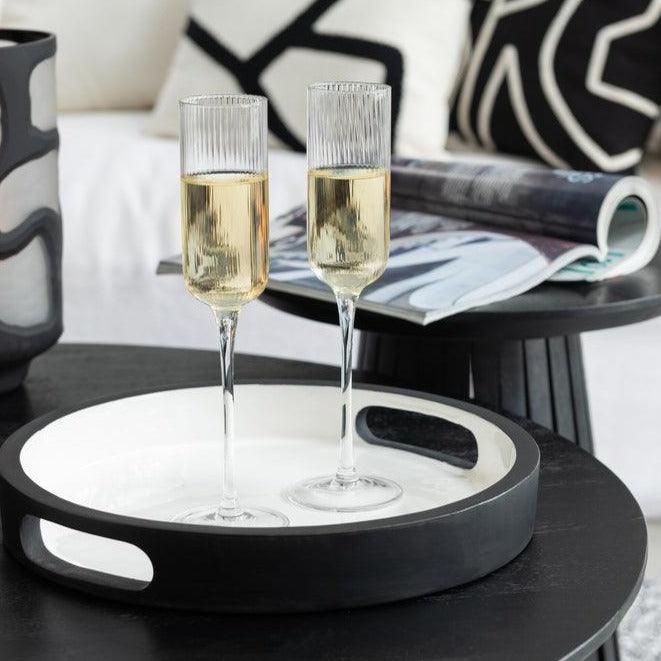 Dienblad Vik Wood Black/White Set van 2 - Dienblad - J-Line - livinglovely.nl