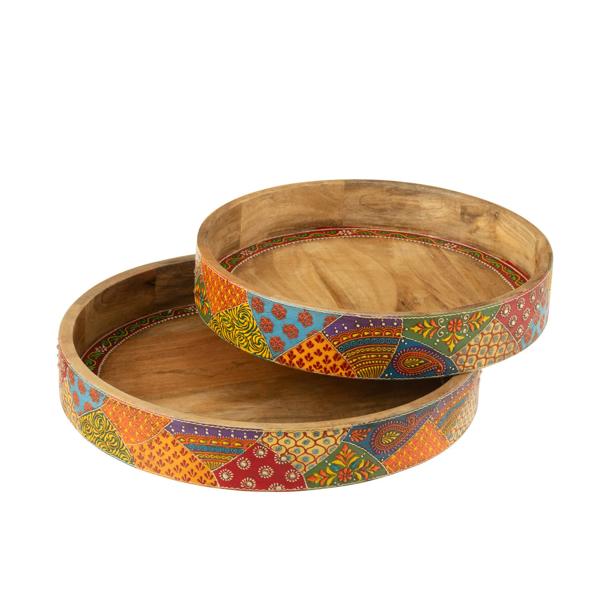 Dienbladen Delhi Mango Hout Mix Set van 2 J-Line