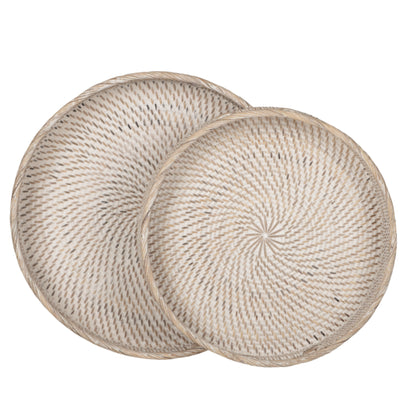 Dienbladen Saint Barths Rond van MUST Living, set van 2 ronde rotan bladen in naturel