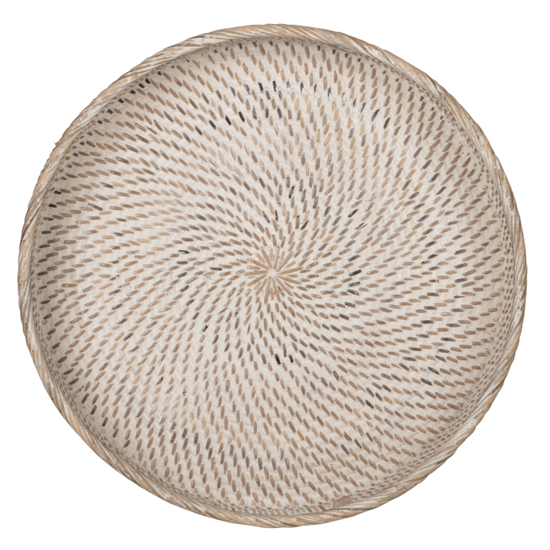Dienbladen Saint Barths Rond van MUST Living, detail van het gevlochten rotan en de rand