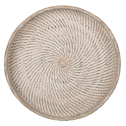 Dienbladen Saint Barths Rond van MUST Living, detail van het gevlochten rotan en de rand