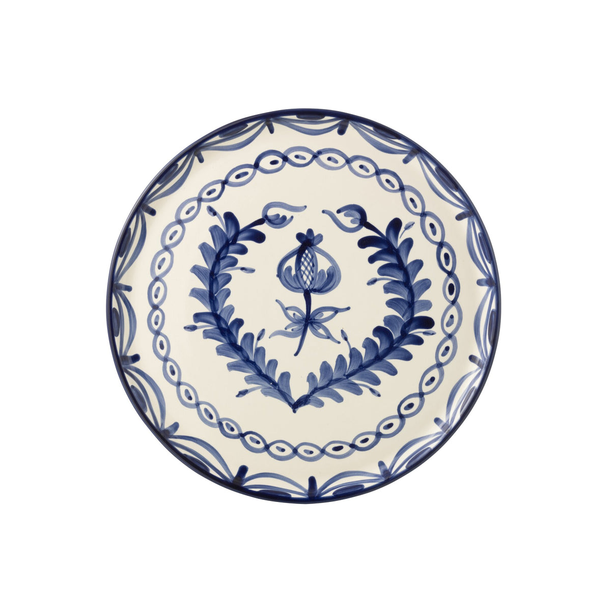 Dinerbord Granada Motief Cobalt Blauw/Wit Keramiek J-Line