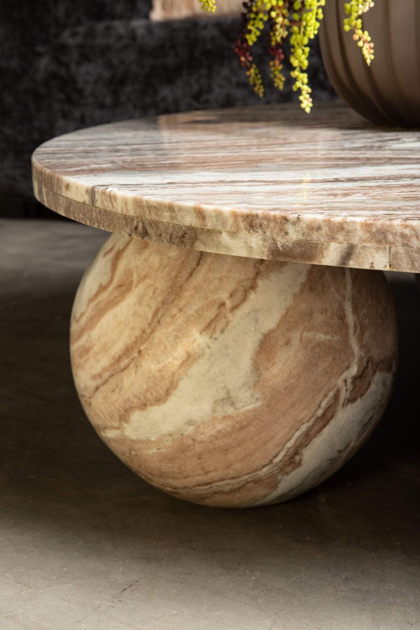 Diro Beige Marble 3 ball coffeetable round PTMD - Salontafel - PTMD - livinglovely.nl