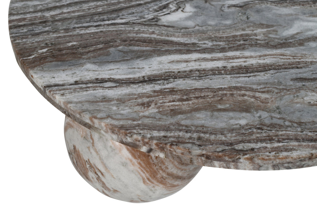 Diro Beige Marble 3 ball coffeetable round PTMD - Salontafel - PTMD - livinglovely.nl